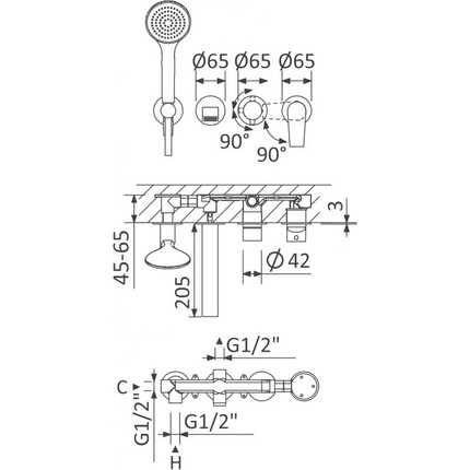Смеситель для ванны Cezares NAUTIC-VDM3-BIO (со скрытой частью) белый матовый, Цвет производителя: белый матовый фото 2