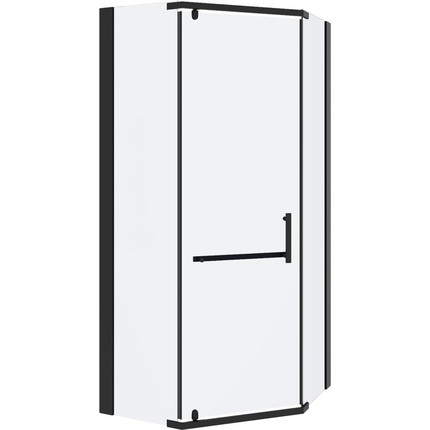 Душевое ограждение Mirsant Arena Pentagon 100x100 см, (стекло 8 мм), чёрный/прозрачное фото 2