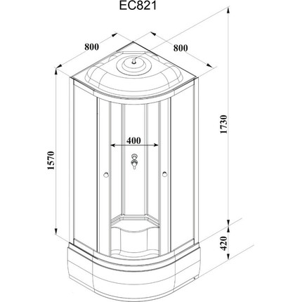 Душевая кабина Parly Classic Эконом 80х80 см EC821, белый/тонированное фото 6