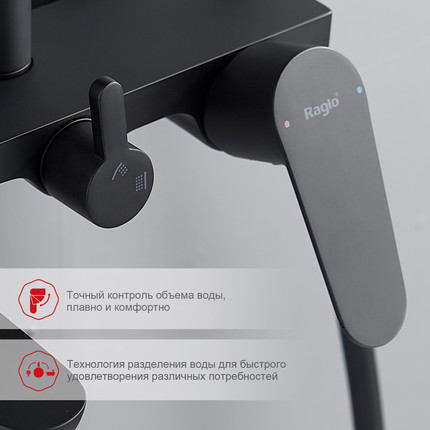 Душевая система Raglo R31.24.06, чёрный фото 5