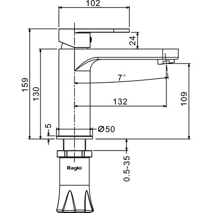 Смеситель для раковины Raglo R50.10.23, золото фото 2
