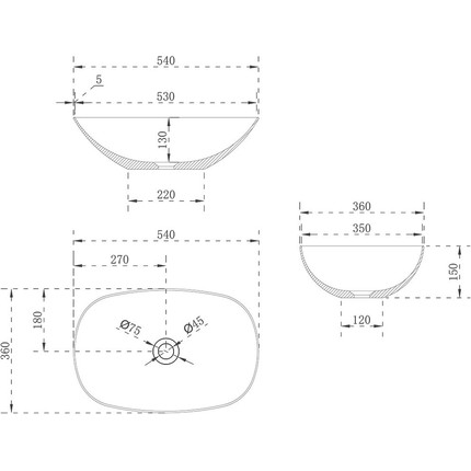 Раковина-чаша Vincea 54 см VBS-6T12MW, белый матовый фото 3
