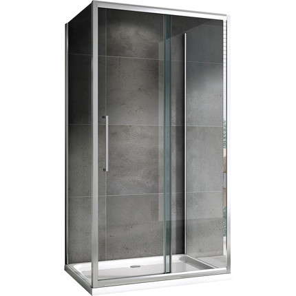 Душевое ограждение Abber Schwarzer Diamant 160x75 см AG30160H-S75-S75, хром/прозрачное фото 