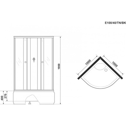 Душевая кабина Niagara Eco 100x100 см E100/40/TN/BK, хром матовый/тонированное (безсиликоновая сборка) - 4 Душевая кабина Niagara Eco 100x100 см E100/40/TN/BK, хром матовый/тонированное (безсиликоновая сборка) фото 4