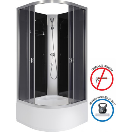 Душевая кабина Niagara Eco 100x100 см E100/40/TN/BK, хром матовый/тонированное (безсиликоновая сборка) -  Душевая кабина Niagara Eco 100x100 см E100/40/TN/BK, хром матовый/тонированное (безсиликоновая сборка) фото