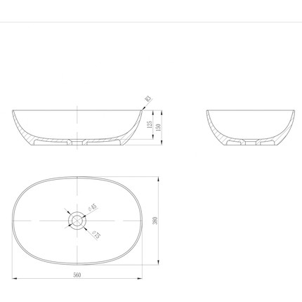 Раковина-чаша Abber Stein 56 см AS2636, белый матовый фото 7