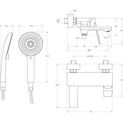 Смеситель для ванны Cezares COMFORT-VD-01 фото 5