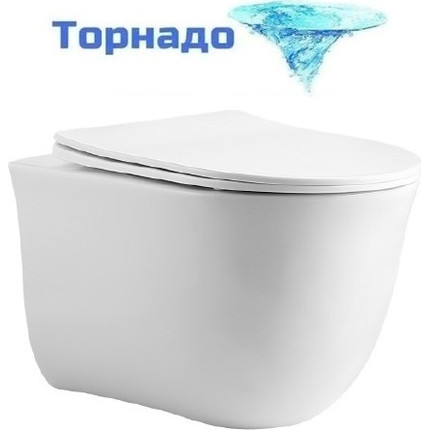 Унитаз подвесной безободковый Aquatek Классик AQ1112T-00 с крышкой микролифт (система смыва Торнадо) фото 