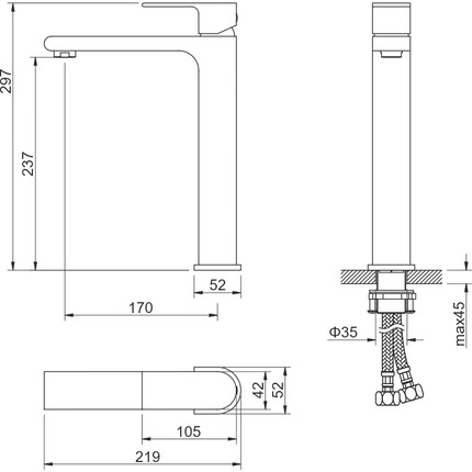 Смеситель для раковины высокий Aquatek Лира AQ1404MB, чёрный матовый, Цвет производителя: чёрный матовый фото 8