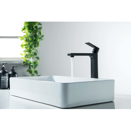 Смеситель для раковины высокий Aquatek Лира AQ1404MB, чёрный матовый, Цвет производителя: чёрный матовый фото 3