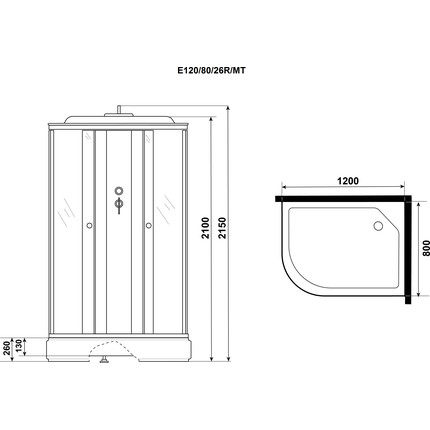 Душевая кабина Niagara 120x80 см E120/80/26R/MT, хром/матовое фото 4