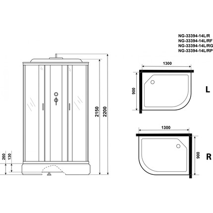Гидробокс Niagara 130x90 см 333944RG, серебро/матовое фото 17