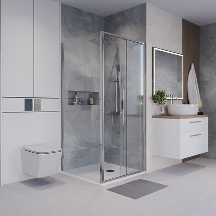 Душевое ограждение Niagara Nova 90x80 см NG-64-9A-A80-34, хром/прозрачное фото 3