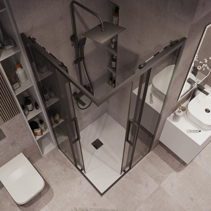 Душевое ограждение Grossman Cosmo 90x90 см 300.K33.02.9090.21.10, чёрный матовый/тонированное фото 5