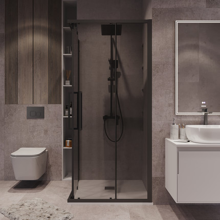 Душевое ограждение Grossman Cosmo 90x90 см 300.K33.02.9090.21.10, чёрный матовый/тонированное фото 6