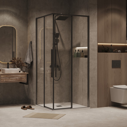 Душевое ограждение Grossman Galaxy 70x70 см 300.K33.01.7070.42.00, графит сатин/прозрачное фото 