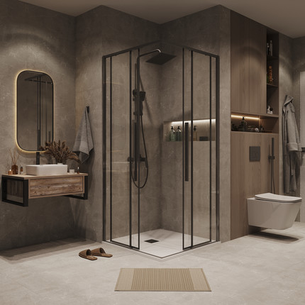 Душевое ограждение Grossman Galaxy 70x70 см 300.K33.01.7070.42.00, графит сатин/прозрачное фото 5