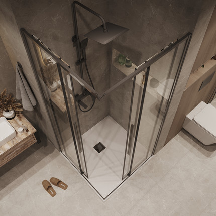 Душевое ограждение Grossman Galaxy 70x70 см 300.K33.01.7070.42.00, графит сатин/прозрачное фото 6