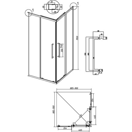 Душевое ограждение Grossman Cosmo 90x90 см 300.K33.02.9090.21.10, чёрный матовый/тонированное фото 11