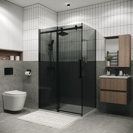 Душевое ограждение Grossman Classic 100x90 см 120.K33.04.1090.21.10, чёрный матовый/тонированное фото 5