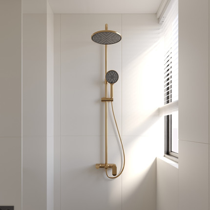 Душевая стойка Veconi FE-110-G-C4, брашированное золото, Цвет производителя: брашированное золото фото 2