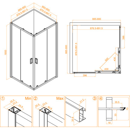 Душевое ограждение RGW CL-34 90х90 см 32093499-11, хром/прозрачное фото 5