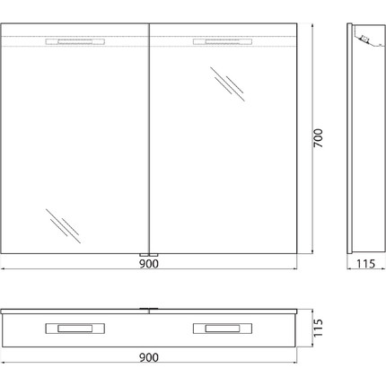 Зеркало-шкаф BelBagno SPC-2A-DL-BL-900 90 см, хром фото 10