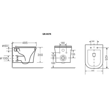 Унитаз подвесной безободковый Grossman Style GR-4474S с крышкой микролифт, белый глянцевый фото 6