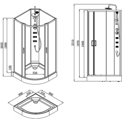 Душевая кабина Loranto Neo 90х90 см CS-21811, чёрный/прозрачное - 2 Душевая кабина Loranto Neo 90х90 см CS-21811, чёрный/прозрачное фото 2