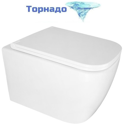 Унитаз подвесной безободковый Azario Legenda AZ-2305AS с тонкой крышкой микролифт (система смыва Торнадо) фото 