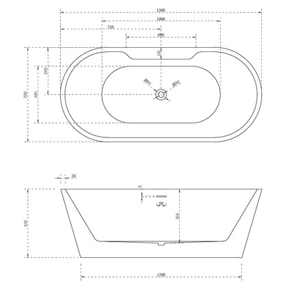 Ванна отдельностоящая Abber AB9299-1.5 150x70 см, Размер - мм: 1500х700 фото 10