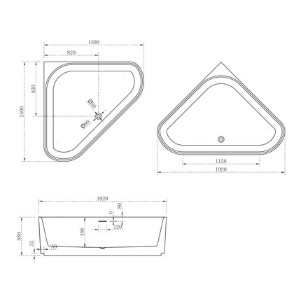 Ванна акриловая Abber 150x150 см AB9446MW, белый матовый фото 12