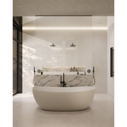 Ванна каменная Abber Stein 163x85 см AS9615-1.6, белый матовый, Размер - мм: 1650х850 фото 8