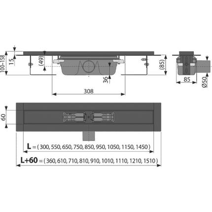 Трап AlcaPlast APZ1BLACK-1150, Цвет производителя: чёрный, Размер трапа: 1150 фото 2