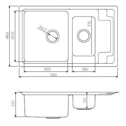 Кухонная мойка Omoikiri Mizu 78-2-IN (4973731) 0,9 мм, нержавеющая сталь, Цвет производителя: нержавеющая сталь матовая фото 5