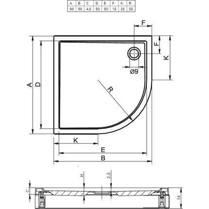 Акриловый поддон Riho Davos 281 90х90 см DA8900500000000 фото 2