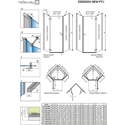 Душевое ограждение Radaway Essenza New Black PTJ 80х80 см L/R, черный/прозрачное - 3 Душевое ограждение Radaway Essenza New Black PTJ 80х80 см L/R, черный/прозрачное фото 3