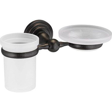 Стакан с мыльницей WasserKraft Isar K-7326, цвет тёмная бронза фото 