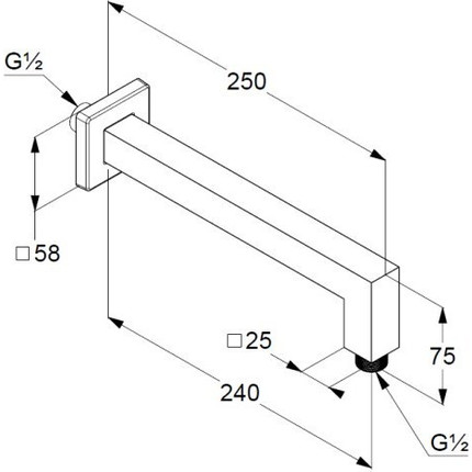 Кронштейн стеновой для верхнего душа Kludi A-QA 6654305-00, 250 мм фото 2