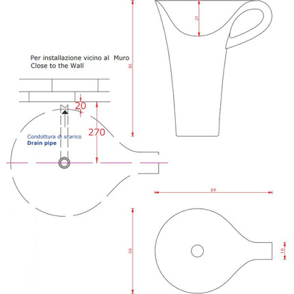 Раковина отдельностоящая ArtCeram Cup 70 см OSL004 01 50 bi/nero фото 4