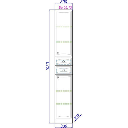 Пенал напольный Aqwella Барселона 30 см Ва.05.13 - 2 Пенал напольный Aqwella Барселона 30 см Ва.05.13 фото 2