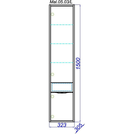 Пенал подвесной Aqwella Malaga 32 см Mal.05.03/R/CD, белый/крафт - 5 Пенал подвесной Aqwella Malaga 32 см Mal.05.03/R/CD, белый/крафт фото 5