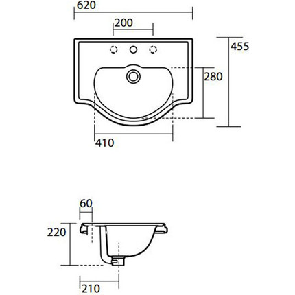 Раковина врезная на столешницу Kerasan Retro 60 см 103001*1 - 6 Раковина врезная на столешницу Kerasan Retro 60 см 103001*1 фото 6