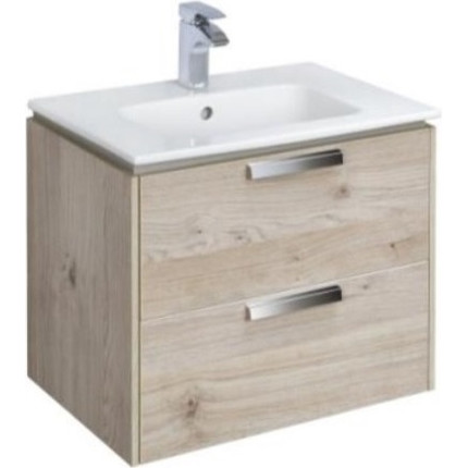 Тумба подвесная с раковиной Roca Lago 60 см 857295444, дуб светлый фото 