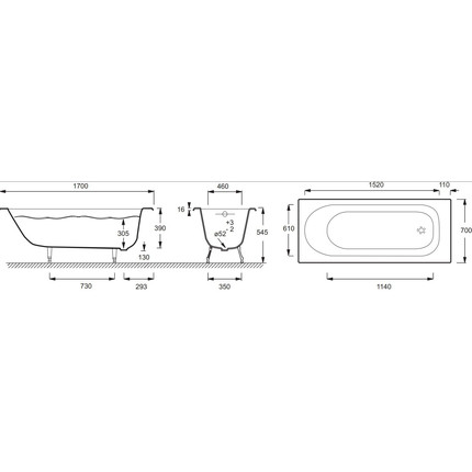 Ванна чугунная Jacob Delafon Soissons 170х70 см E2921-00 фото 5