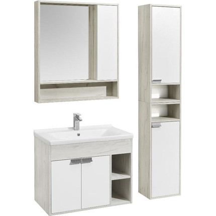 Тумба подвесная с раковиной Акватон Флай 80 см 1A2374K0FAX10, белый/дуб крафт фото 6