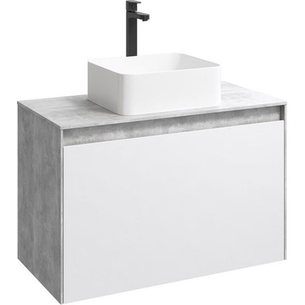 Тумба подвесная со столешницей Aqwella 5 Stars Mobi 80 см MOB0108BS/MOB0708W, бетон светлый/белый -  Тумба подвесная со столешницей Aqwella 5 Stars Mobi 80 см MOB0108BS/MOB0708W, бетон светлый/белый фото