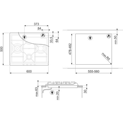 Газовая варочная поверхность Smeg Classica SER60SGH3 фото 3