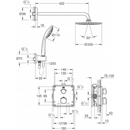 Душевая система для душа с термостатом Grohe Grohtherm 34734000 - 2 Душевая система для душа с термостатом Grohe Grohtherm 34734000 фото 2