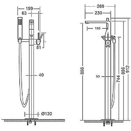 Смеситель для ванны Bravat Arc F66061K-B3-ENG, черный, Цвет производителя: чёрный фото 5